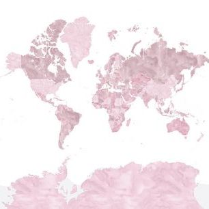 輸入壁紙 カスタム壁紙 PHOTOWALL / Melit Pink World Map No Labels (e84312)
