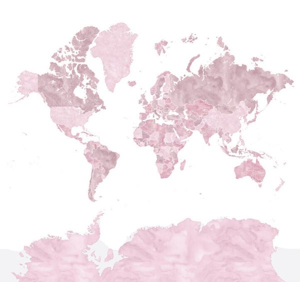 輸入壁紙 カスタム壁紙 PHOTOWALL / Melit Pink World Map No Labels (e84312)