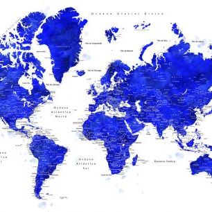 輸入壁紙 カスタム壁紙 PHOTOWALL / Nadiin World Map in Spanish (e84316)