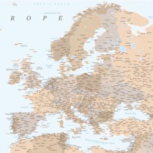 輸入壁紙 カスタム壁紙 PHOTOWALL / Neutral Detailed Map of Europe (e84319)