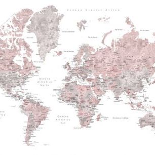 輸入壁紙 カスタム壁紙 PHOTOWALL / Piper world map in Spanish (e84337)