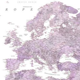 輸入壁紙 カスタム壁紙 PHOTOWALL / Purple detailed map of Europe (e84339)