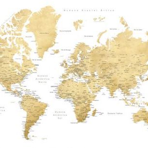 輸入壁紙 カスタム壁紙 PHOTOWALL / Rossie World Map in Spanish (e84342)