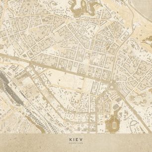 輸入壁紙 カスタム壁紙 PHOTOWALL / Sepia Map of Kiev Downtown (e84347)