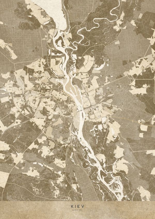 輸入壁紙 カスタム壁紙 PHOTOWALL / Sepia Map of Kiev (e84348)
