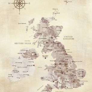 輸入壁紙 カスタム壁紙 PHOTOWALL / Sepia Map of the United Kingdom (e84351)