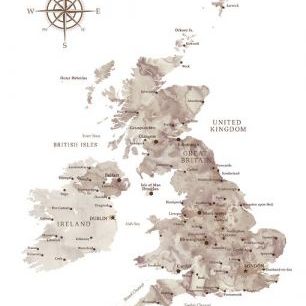 輸入壁紙 カスタム壁紙 PHOTOWALL / Taupe Map of the United Kingdom (e84360)