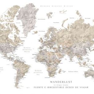 輸入壁紙 カスタム壁紙 PHOTOWALL / Wanderlust World Map in Spanish (e84372)