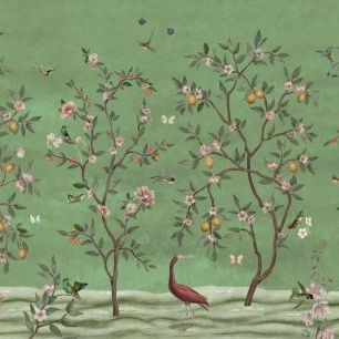 輸入壁紙 カスタム壁紙 PHOTOWALL / Lemon Tree Chinoiserie - Green (e85062)