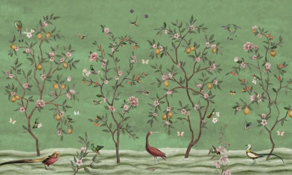 輸入壁紙 カスタム壁紙 PHOTOWALL / Lemon Tree Chinoiserie - Green (e85062)