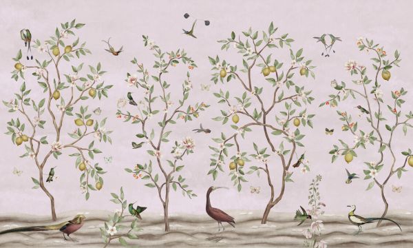 輸入壁紙 カスタム壁紙 PHOTOWALL / Lemon Tree Chinoiserie - Pink (e85063)