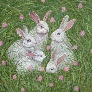 輸入壁紙 カスタム壁紙 PHOTOWALL / Rabbits - Fresh Green (e84130)