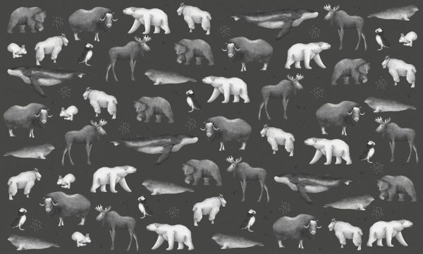 輸入壁紙 カスタム壁紙 PHOTOWALL / Animals of Alaska - Black and White (e84901)