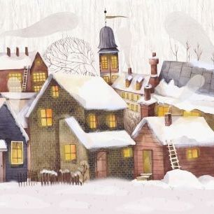 輸入壁紙 カスタム壁紙 PHOTOWALL / Houses in Winter Snow (e84908)