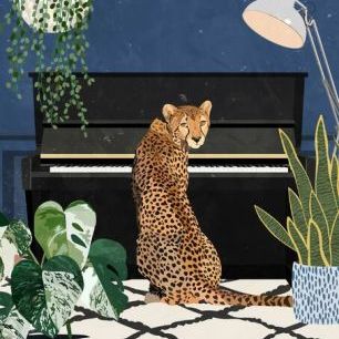 輸入壁紙 カスタム壁紙 PHOTOWALL / Cheetah Playing Piano (e85640)