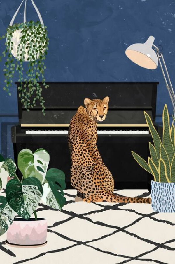 輸入壁紙 カスタム壁紙 PHOTOWALL / Cheetah Playing Piano (e85640)