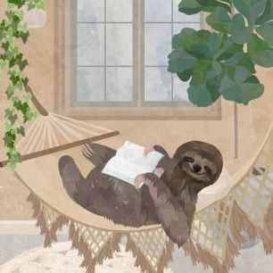 輸入壁紙 カスタム壁紙 PHOTOWALL / Lazy Sloth in Hammock (e85654)