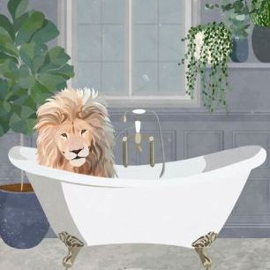 輸入壁紙 カスタム壁紙 PHOTOWALL / Lion Takes a Bath (e85657)