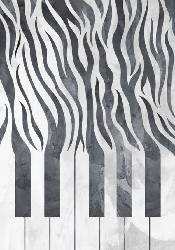 輸入壁紙 カスタム壁紙 PHOTOWALL / Zebra Piano Print Music Black Concrete (e85784)