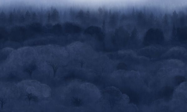 輸入壁紙 カスタム壁紙 PHOTOWALL / Flower Forest - Deep Blue (e332154)