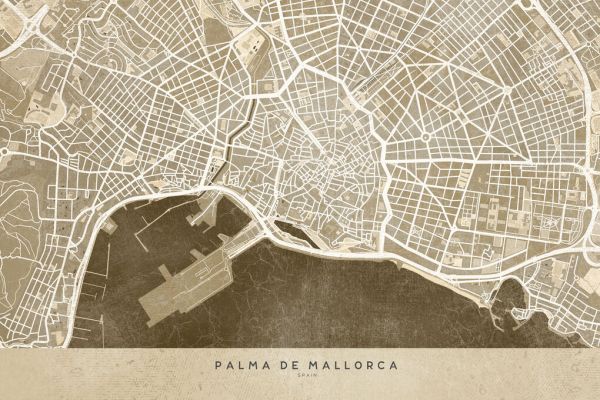 輸入壁紙 カスタム壁紙 PHOTOWALL / Palma De Mallorca Map (e331360)