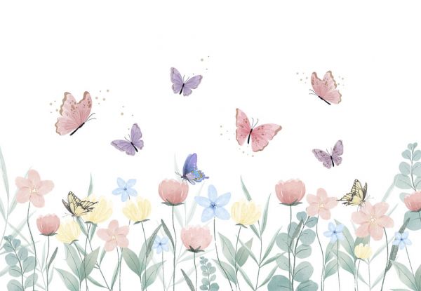 輸入壁紙 カスタム壁紙 PHOTOWALL / Flowers and Butterflies (e333189)