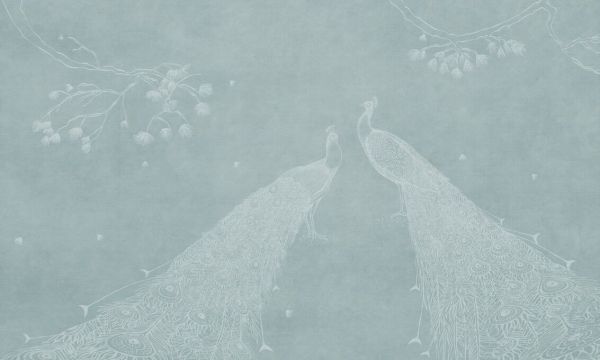 輸入壁紙 カスタム壁紙 PHOTOWALL / Peacock Painting - Tin Foil (e84778)