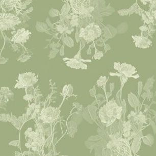 輸入壁紙 カスタム壁紙 PHOTOWALL / Bedroom Flowers - Green (e85404)