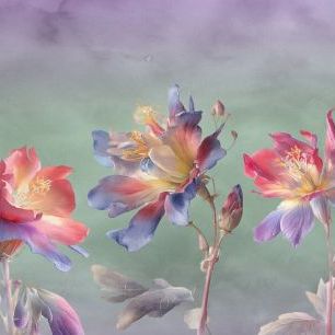 輸入壁紙 カスタム壁紙 PHOTOWALL / Columbine Flower - Watercolor (e85408)