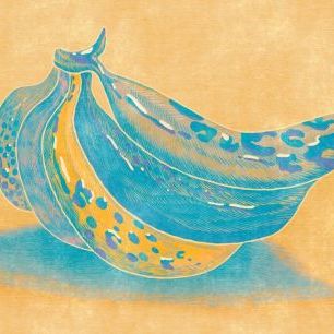 輸入壁紙 カスタム壁紙 PHOTOWALL / Appetizing Banana - Blue (e85797)
