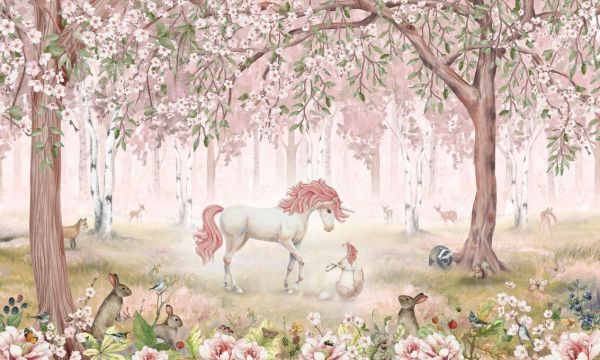 輸入壁紙 カスタム壁紙 PHOTOWALL / Unicorn Forest - Pink (e85806)
