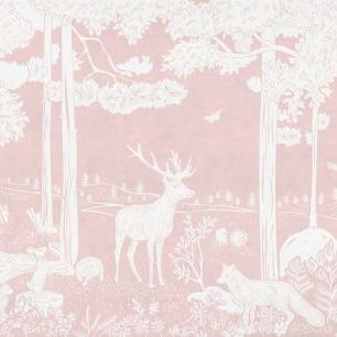輸入壁紙 カスタム壁紙 PHOTOWALL / Monochrome Forest - Pink (e93404)