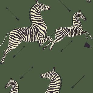 【サンプル】はがせる 壁紙 シール 「NU WALLPAPER」Serengeti Green Zebra Safari Scalamandre / SCS3871